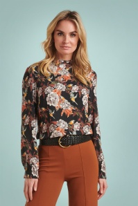 Smashed Lemon - 60s Lissy Blouse in Black and Multi 2