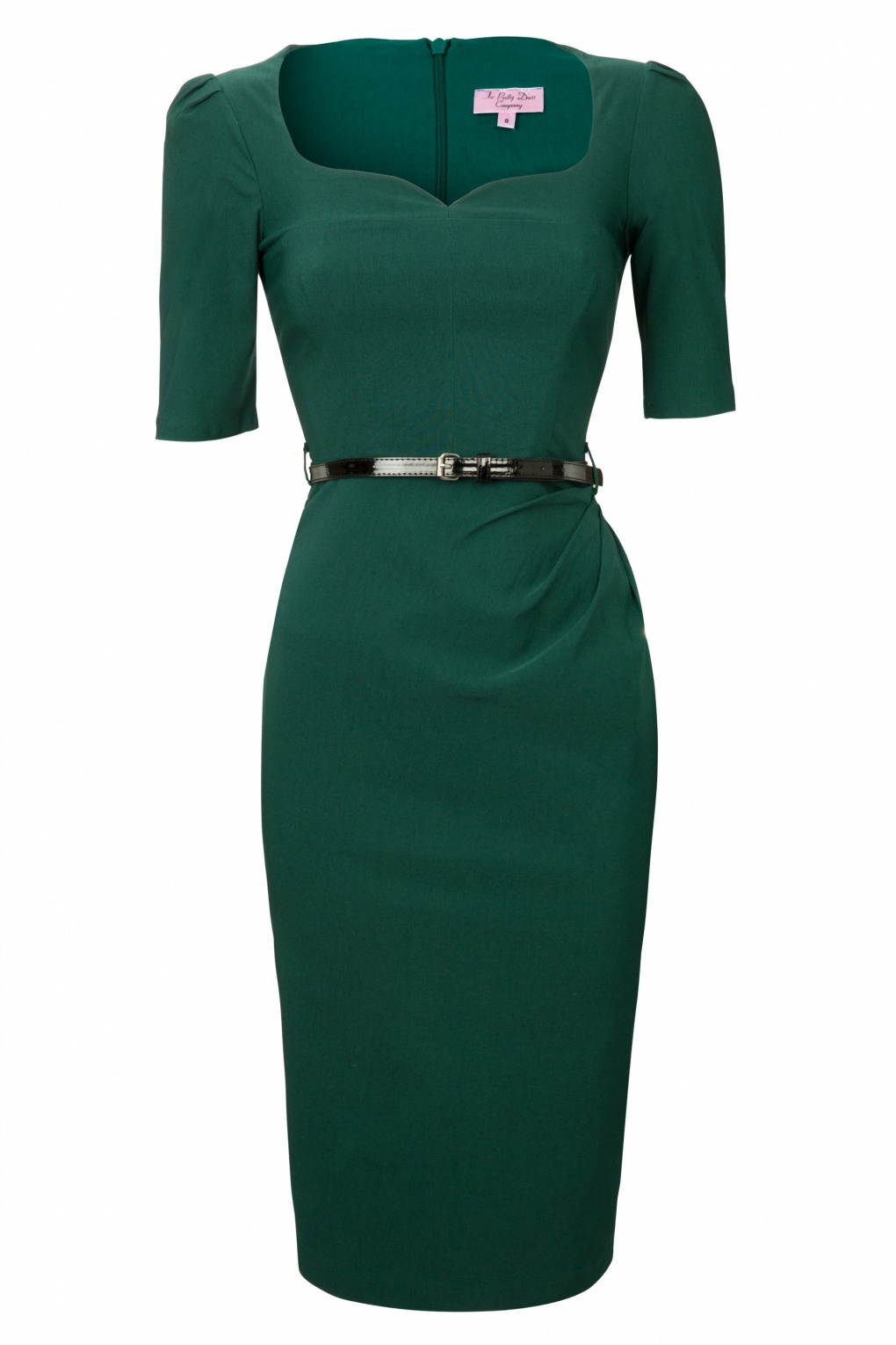 Charlotte Sweetheart Pencil dress in Forest Green 1/2 sleeve