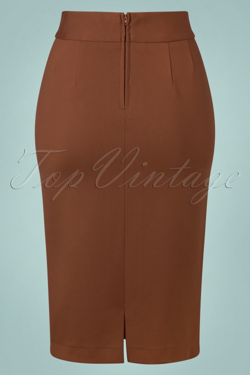 Very Cherry - 50s Classic Pencil Skirt in Cognac 2