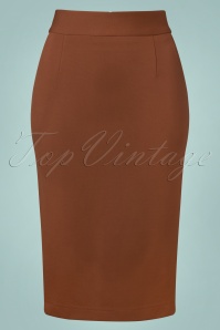 Very Cherry - 50s Classic Pencil Skirt in Cognac