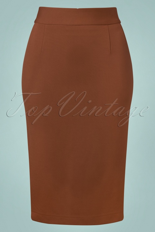 Very Cherry - 50s Classic Pencil Skirt in Cognac