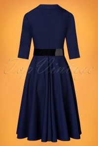 Glamour Bunny - 50s Michelle Swing Dress in Midnight Blue 8