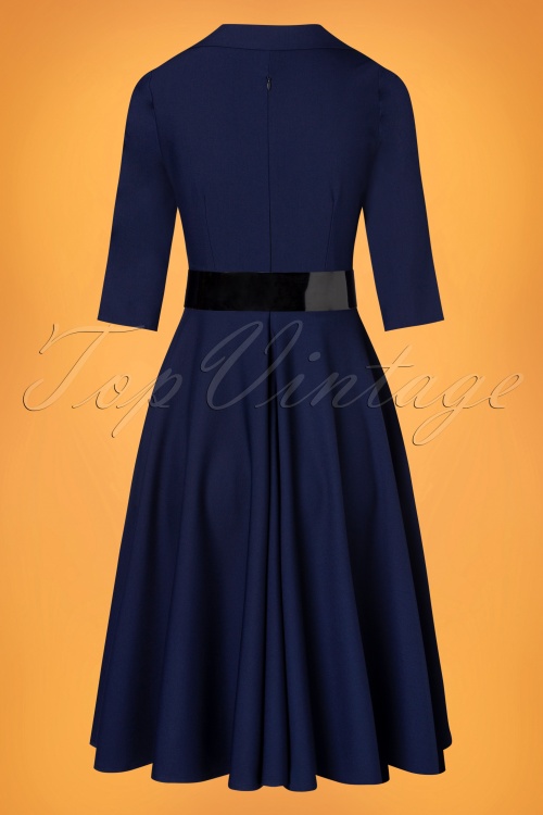 Glamour Bunny - 50s Michelle Swing Dress in Midnight Blue 8