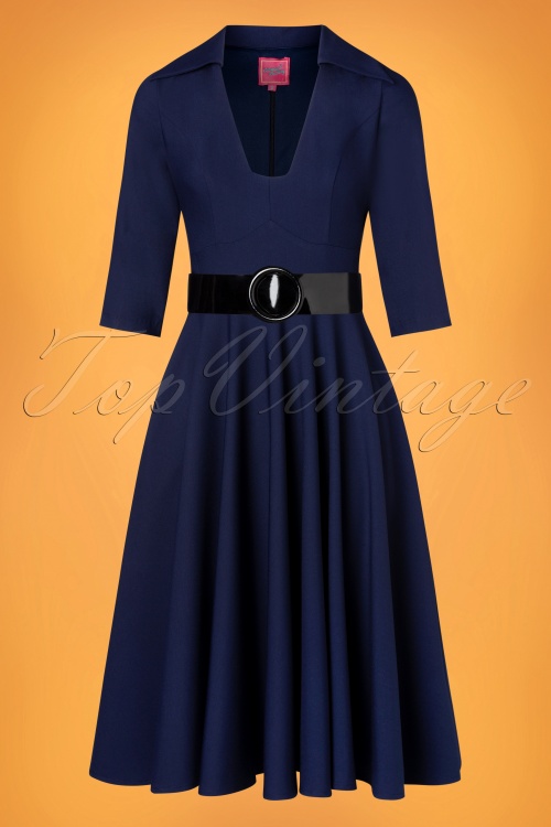 Glamour Bunny - Michelle Swing Dress Années 50 en Bleu de Minuit 3