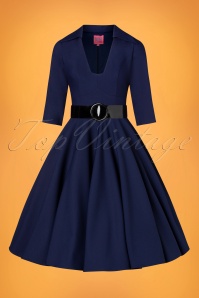 Glamour Bunny - 50s Michelle Swing Dress in Midnight Blue 4