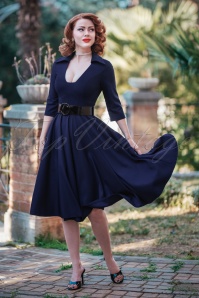 Glamour Bunny - 50s Michelle Swing Dress in Midnight Blue 2