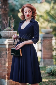 Glamour Bunny - 50s Michelle Swing Dress in Midnight Blue 5