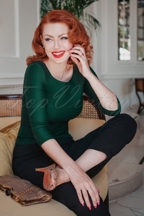 Glamour Bunny - 50s Joy Top in Pine Green 7