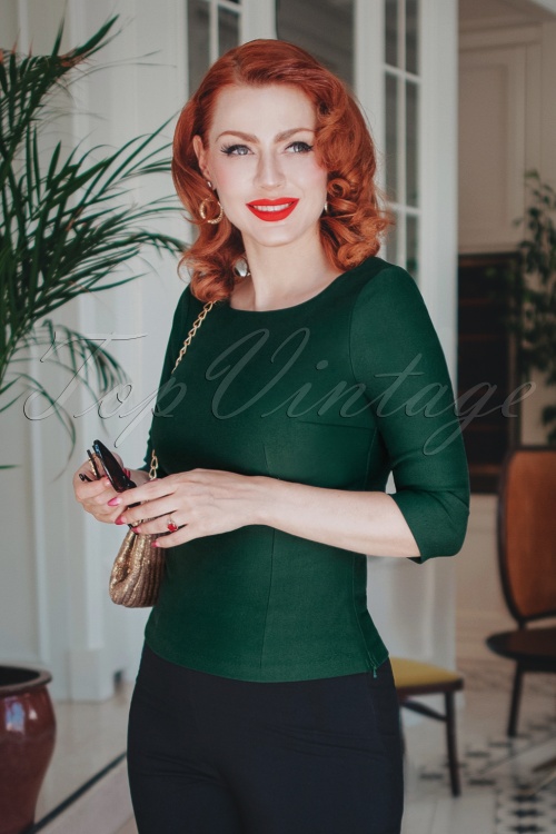 Glamour Bunny - 50s Joy Top in Pine Green
