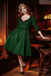Glamour Bunny - 50s Vivienne Swing Dress in Hunter Green 10
