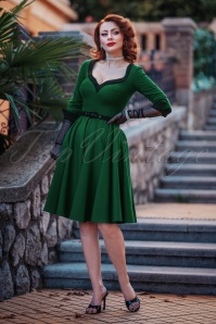 Glamour Bunny - 50s Vivienne Swing Dress in Hunter Green 2