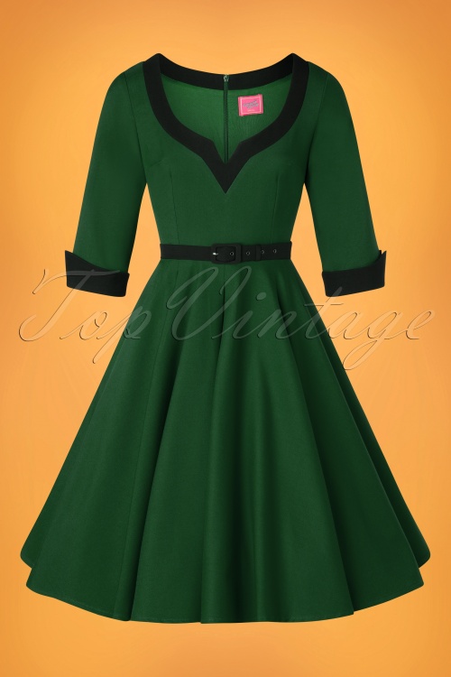 Glamour Bunny - 50s Vivienne Swing Dress in Hunter Green 5