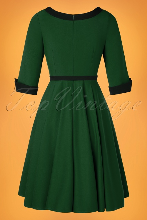 Glamour Bunny - 50s Vivienne Swing Dress in Hunter Green 9