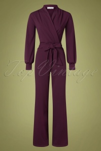 Very Cherry - 50s Emmylou Jersey Crepe Jumpsuit in Wine