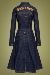 Queen Kerosin - Queen S.1955 Worker Swing Dress Années 50 en Bleu Foncé