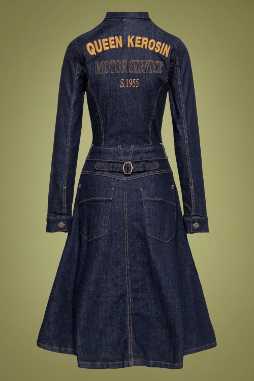 Queen Kerosin - Queen S.1955 Worker swing jurk in donkerblauw