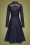 Queen Kerosin Queen S.1955 Worker Swing Dress Années 50 en Bleu Foncé