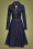 Queen Kerosin Queen S.1955 Worker Swing Dress Années 50 en Bleu Foncé
