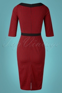 Glamour Bunny - Suzette Gingham Pencil Dress Années 50 en Noir et Rouge 10