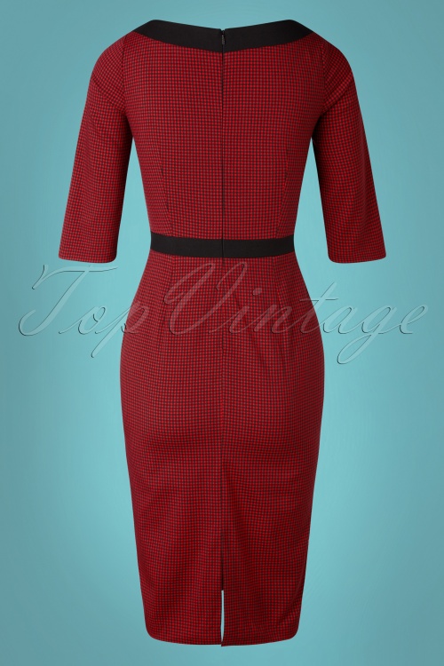 Glamour Bunny - Suzette Gingham Pencil Dress Années 50 en Noir et Rouge 10