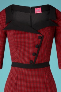 Glamour Bunny - Suzette Gingham Pencil Dress Années 50 en Noir et Rouge 7