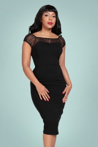 Collectif Clothing - 50s Alina Pencil Dress in Black