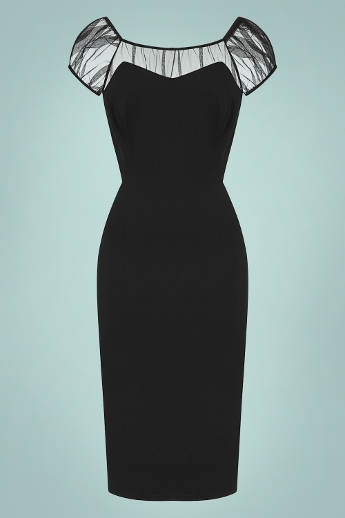Collectif Clothing - 50s Alina Pencil Dress in Black 2