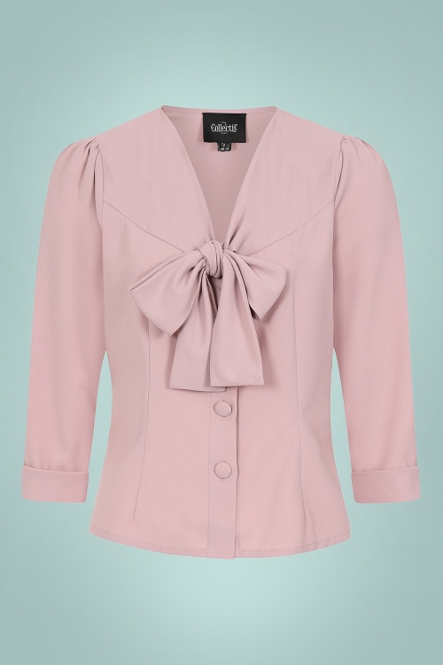 Collectif Clothing - 50s Andra Plain Blouse in Pink 2