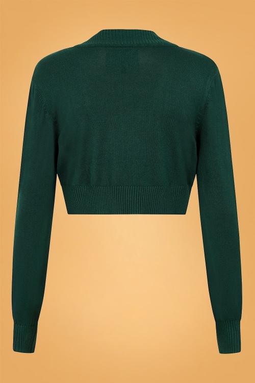 Collectif Clothing - Jean Knitted Bolero Années 50 en Vert 3