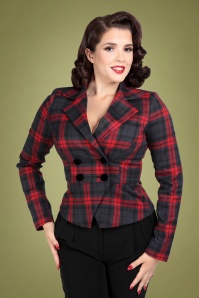 Collectif Clothing - Halle Smoky Check Suit Jacket Années 60 en Anthracite