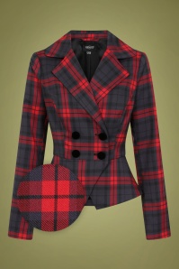 Collectif Clothing - Halle Smoky Check Suit Jacket Années 60 en Anthracite 2