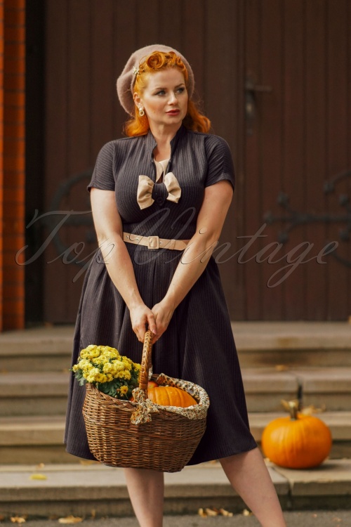 Miss Candyfloss - Adelia Sadie Bow swing jurk in houtskool