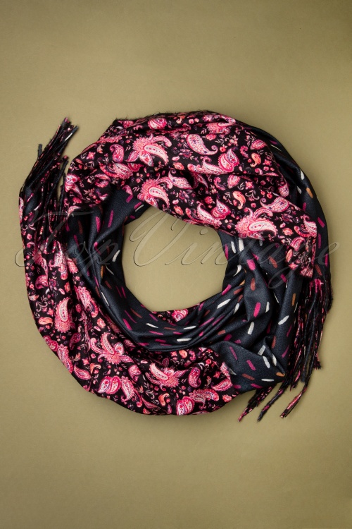 Smashed Lemon - Patrice sjaal in zwart en fuchsia roze 2