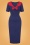 Collectif Clothing Margret Pencil Dress Années 50 en Bleu Marine