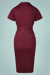 Collectif Clothing - 50s Caterina Pencil Dress in Wine 5