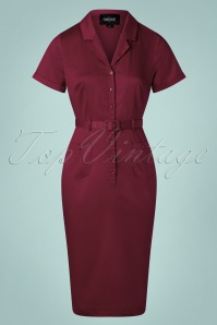 Collectif Clothing - 50s Caterina Pencil Dress in Wine 2