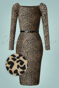 Collectif Clothing - 50s Meg Pencil Dress in Leopard