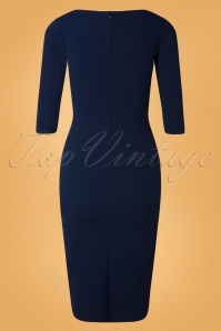 Vintage Chic for Topvintage - Blair pencil jurk in marineblauw 4
