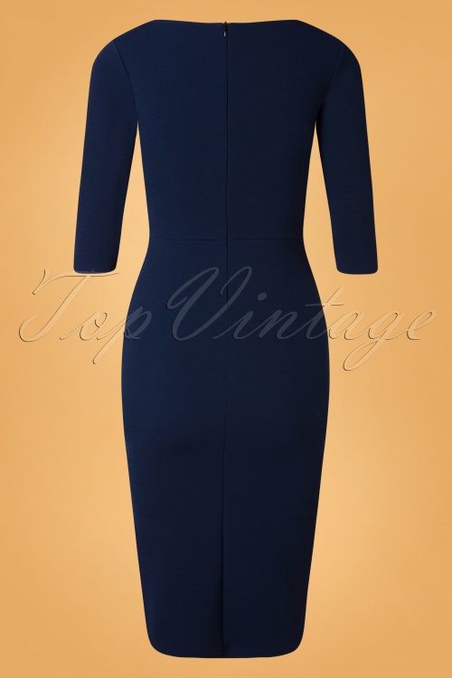 Vintage Chic for Topvintage - Blair pencil jurk in marineblauw 4