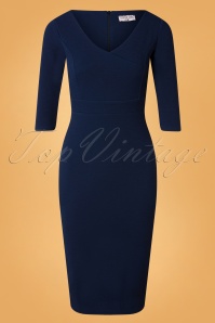 Vintage Chic for Topvintage - Blair Pencil Dress Années 50 en Bleu Marine