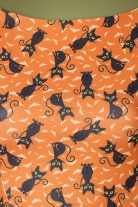 Vintage Chic for Topvintage - Izabella Halloween Cat swing jurk in oranje 3