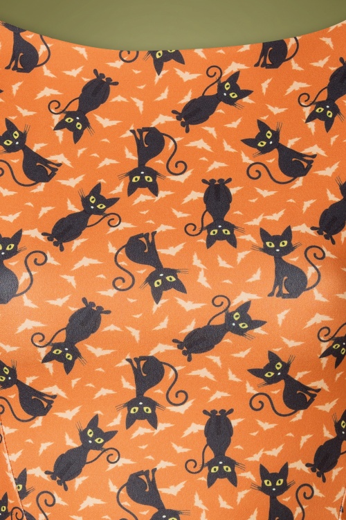 Vintage Chic for Topvintage - 50s Izabella Halloween Cat Swing Dress in Orange 3