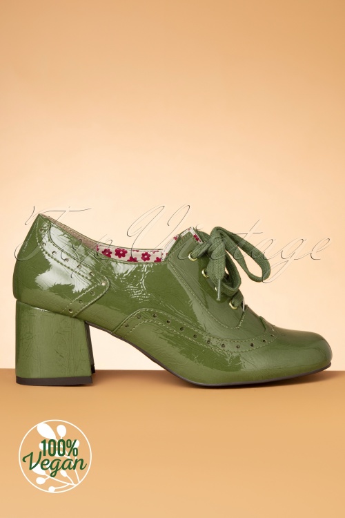 B.A.I.T. - 60s Cindy Lace Up Shoe Booties in Green 3