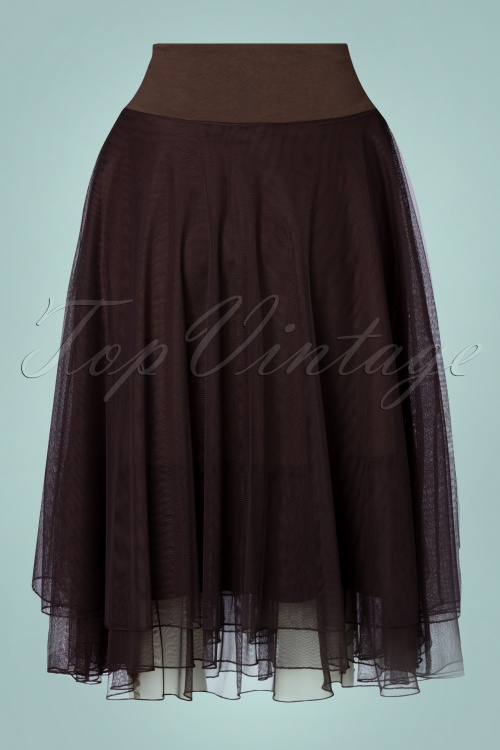 LaLamour - 50s Mendy Mesh Layer Skirt in Bordeaux 2