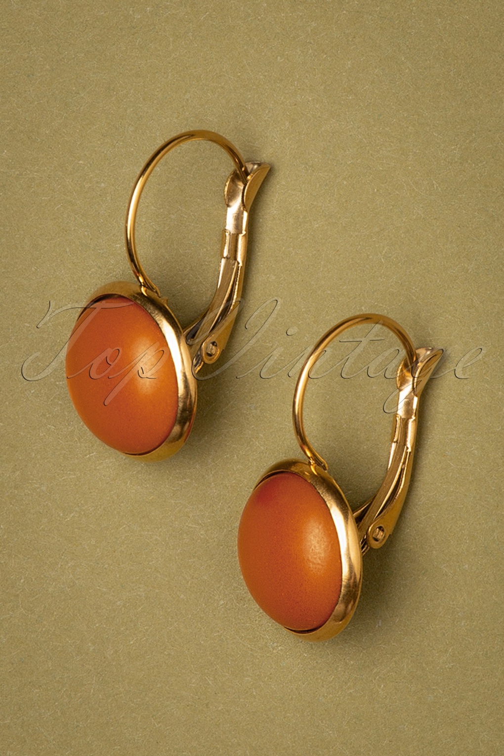 Urban Hippies 60s Goldplated Dot Earrings in Autumn Orange