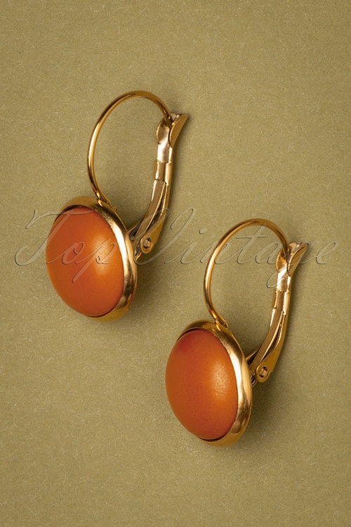 Urban Hippies - 60s Goldplated Dot Earrings in Autumn Orange 3