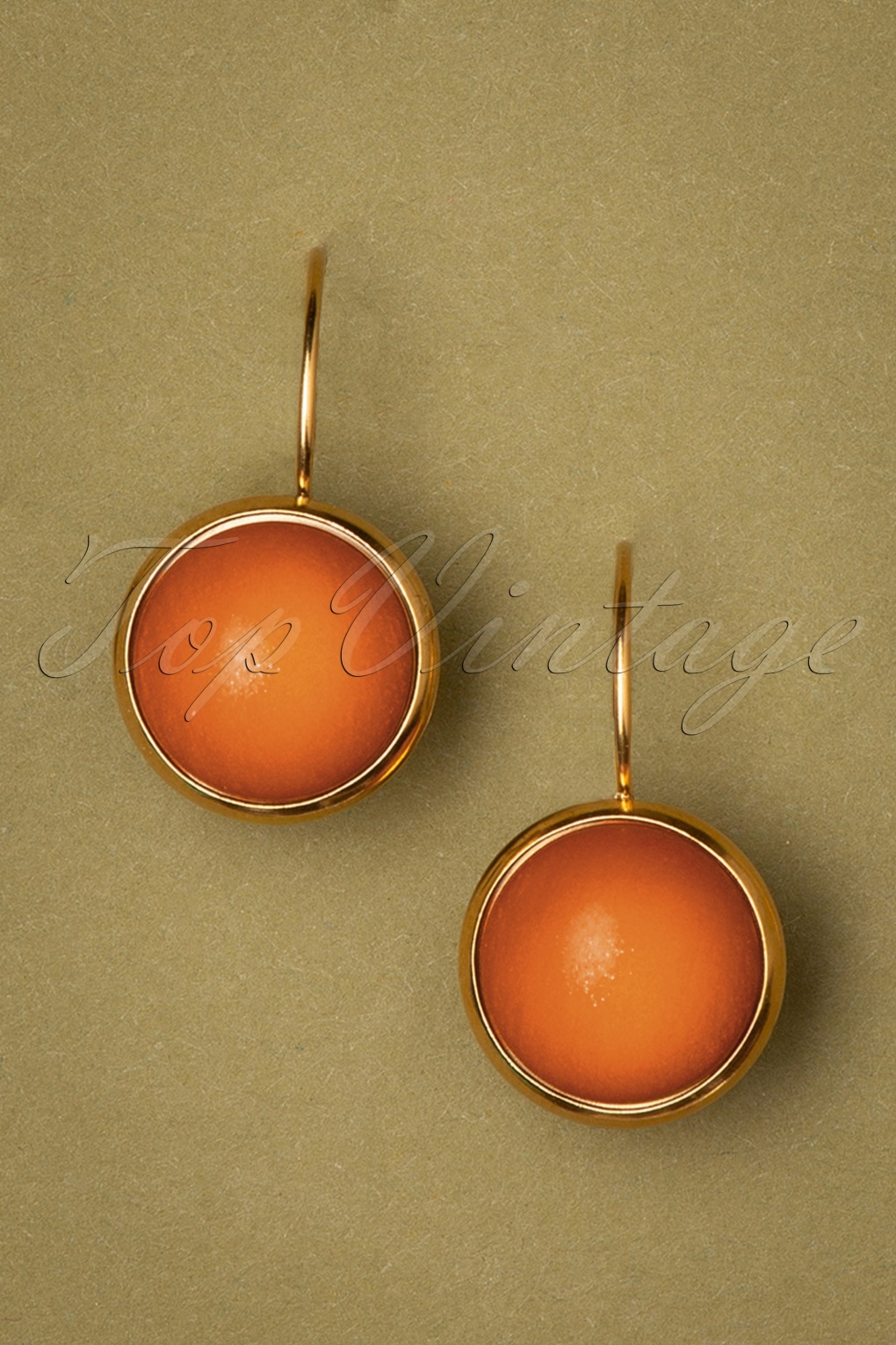Urban Hippies 60s Goldplated Dot Earrings in Autumn Orange