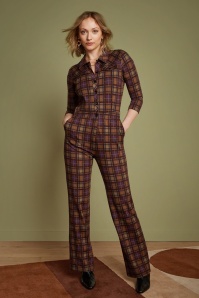 King Louie - Olive NY Check Jumpsuit in Merlot Brown