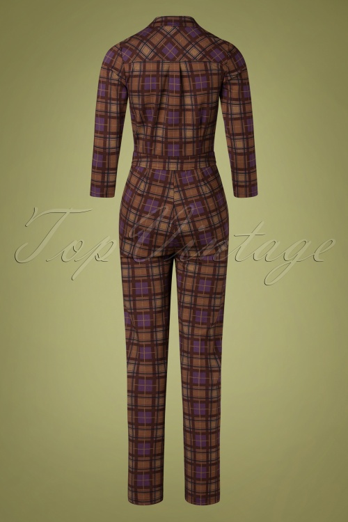 King Louie - Olive NY Check Jumpsuit in Merlot Brown 4