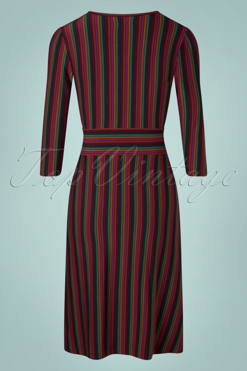 King Louie - Cecil Prosecco Stripe Dress Années 60 en Violet Magenta 4